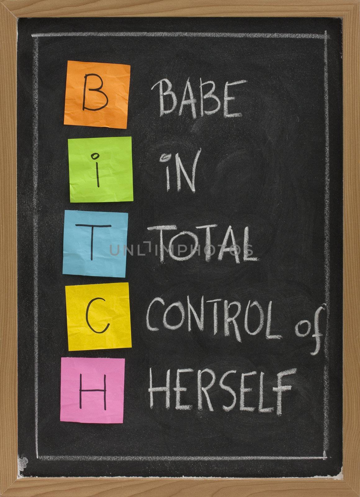 bitch - humorous acronym on blackboard by PixelsAway