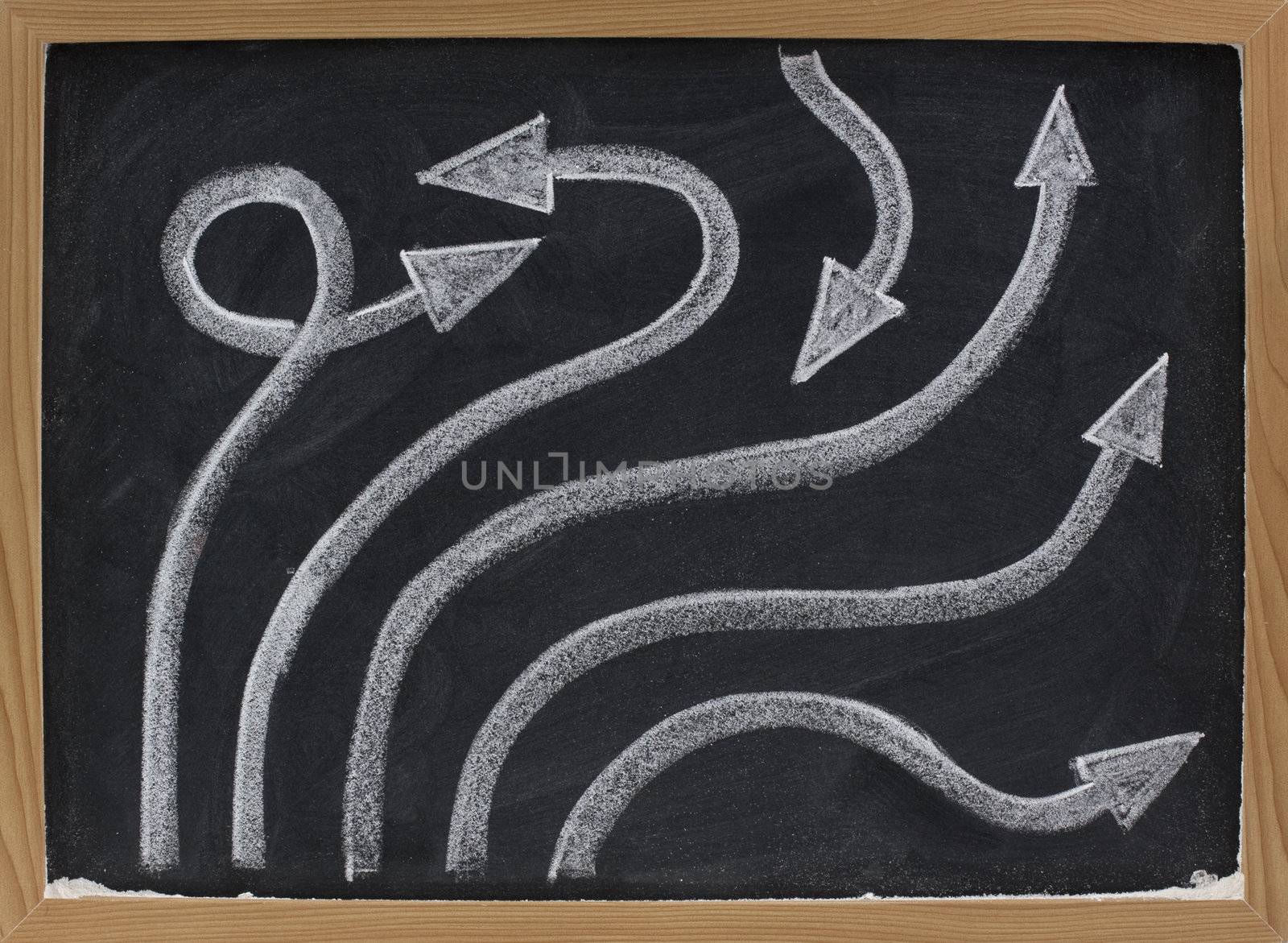 line and arrow abstract on blackboard by PixelsAway