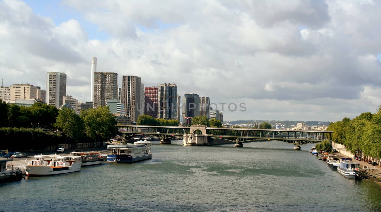 Houses on the streets of the capital of France - Paris. River Seine