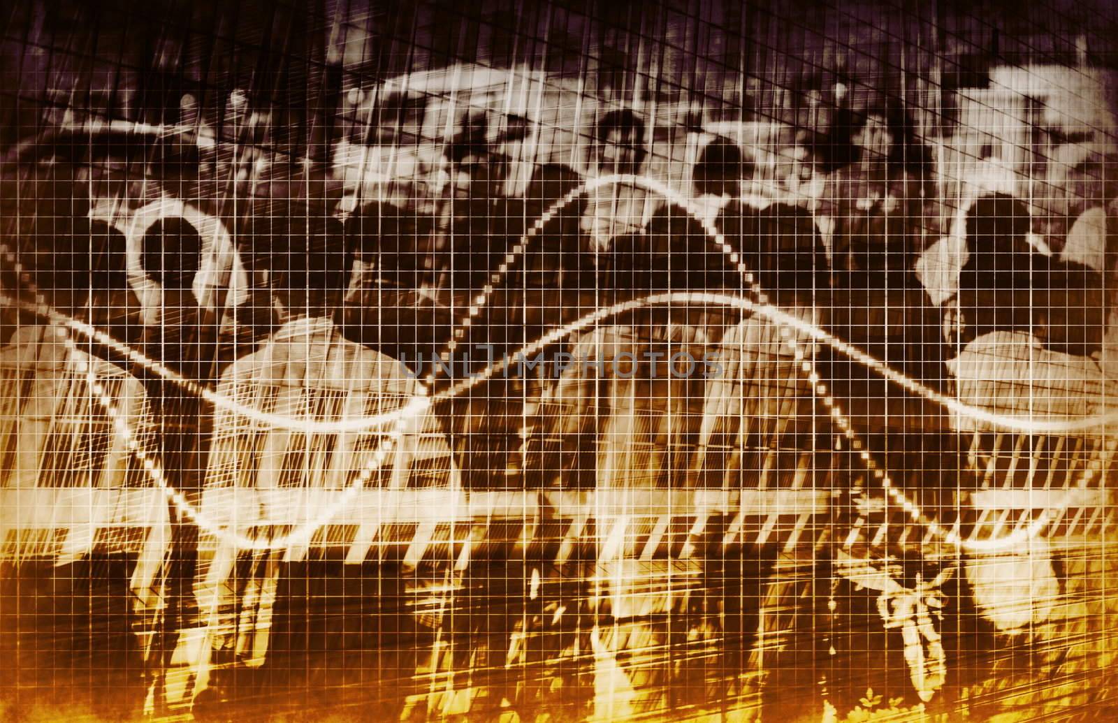 A Statistics Chart with Crowd Abstract Background