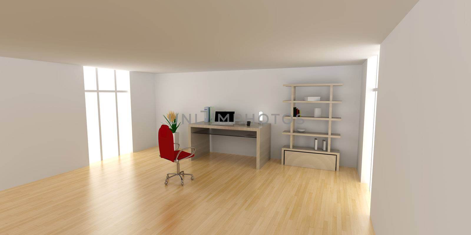 A office workplace. 3D rendered Illustration. 