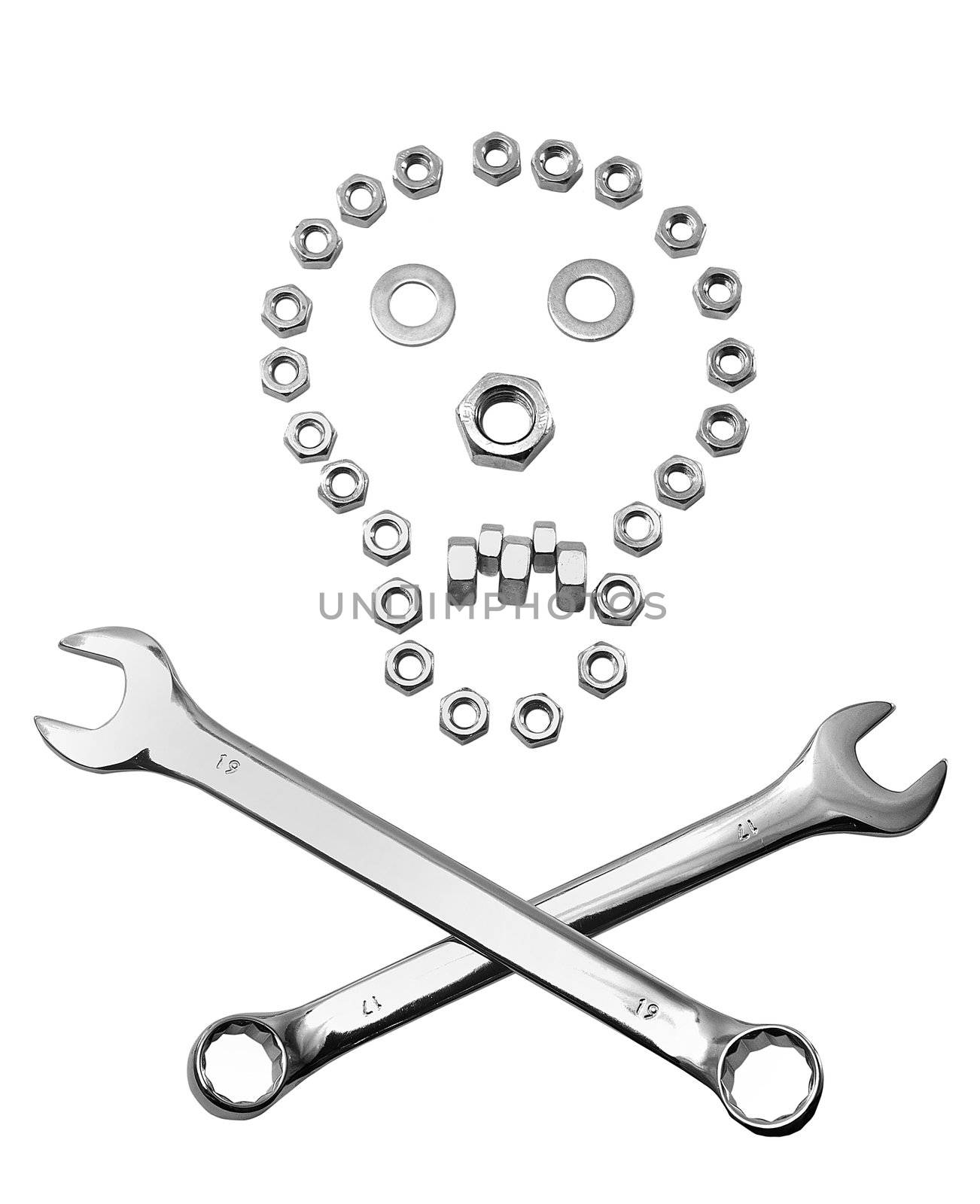 Nuts & bolts danger abstract conposition skull