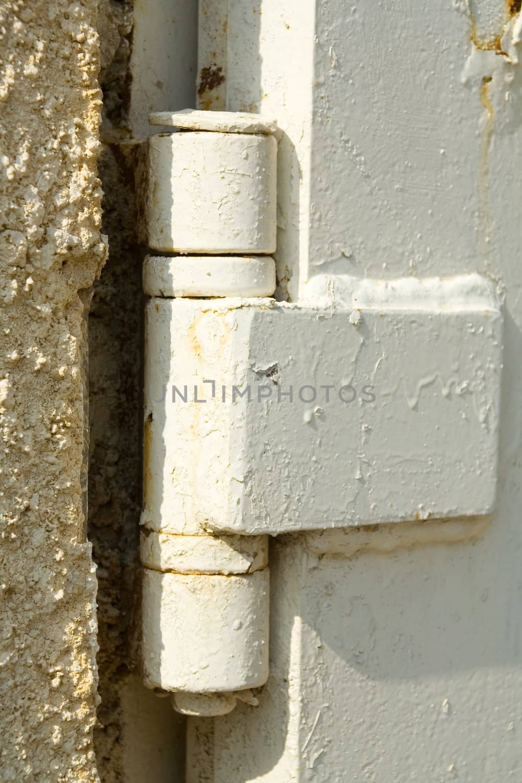 Iron door shelter in concrete wall. Fragment. Background for graphic design