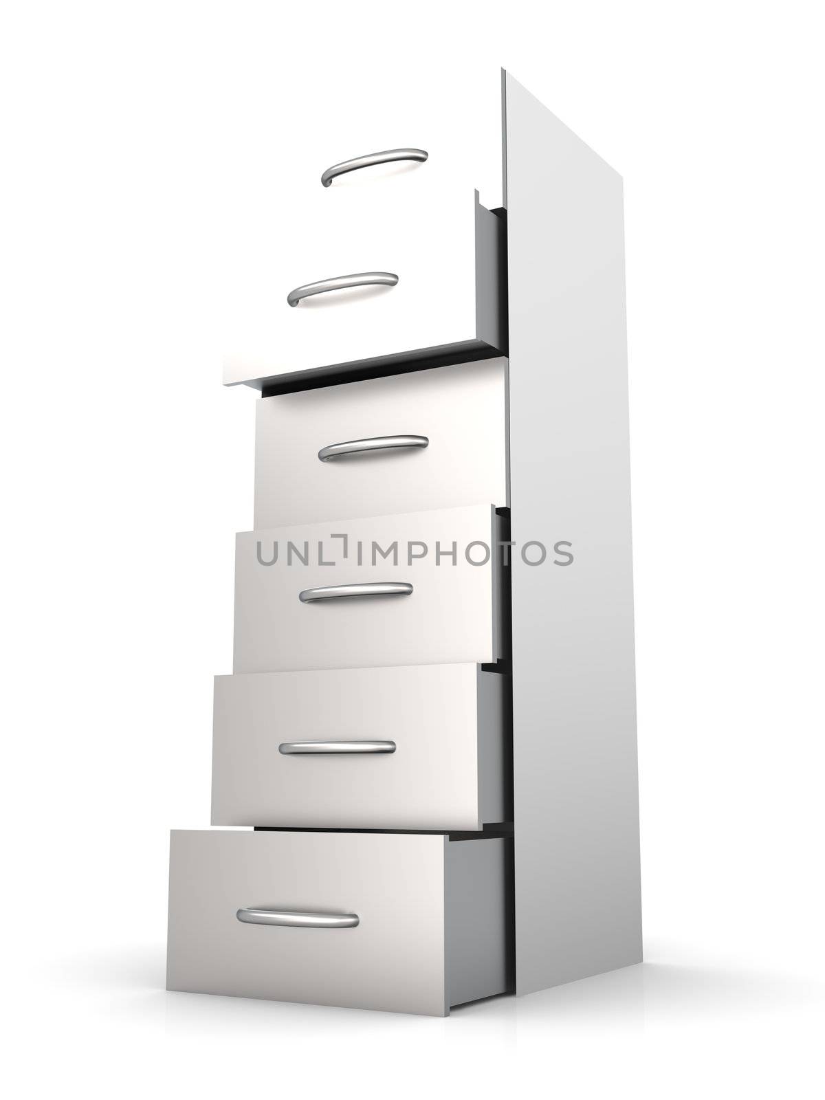 3D rendered Illustration. A filing cabinet. Isolated on white.