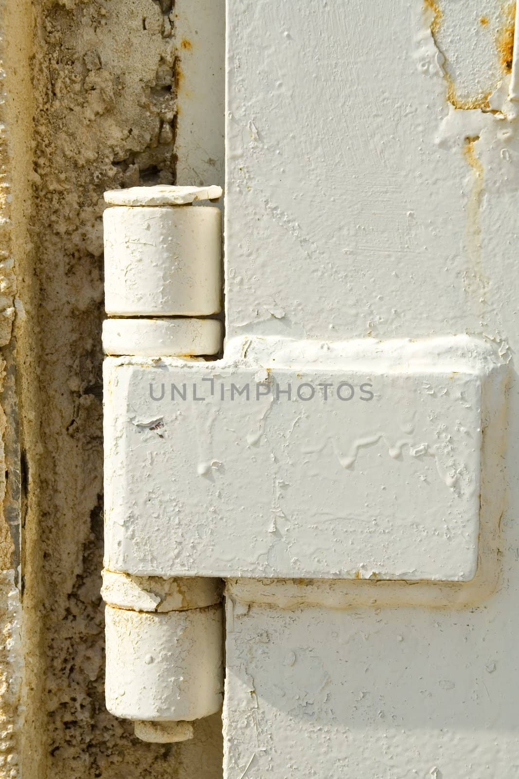 Iron door shelter in concrete wall. Fragment. Background for graphic design