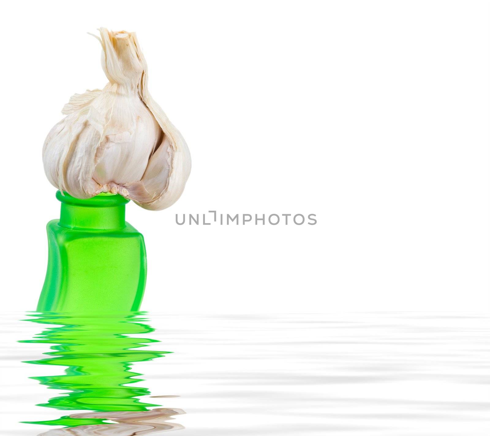 Closeup. Natural Garlic bulb on white background