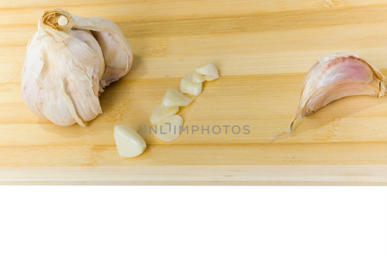 Closeup. Natural Garlic bulb on white background