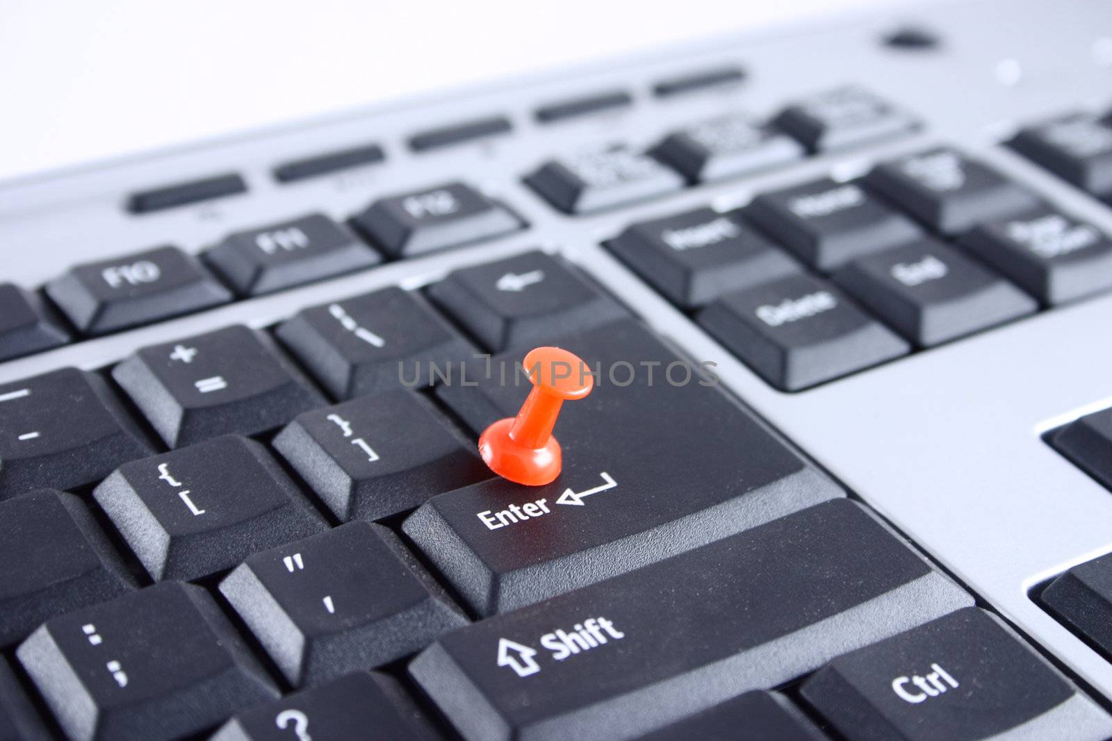 The computer keyboard with the fixed key Enter