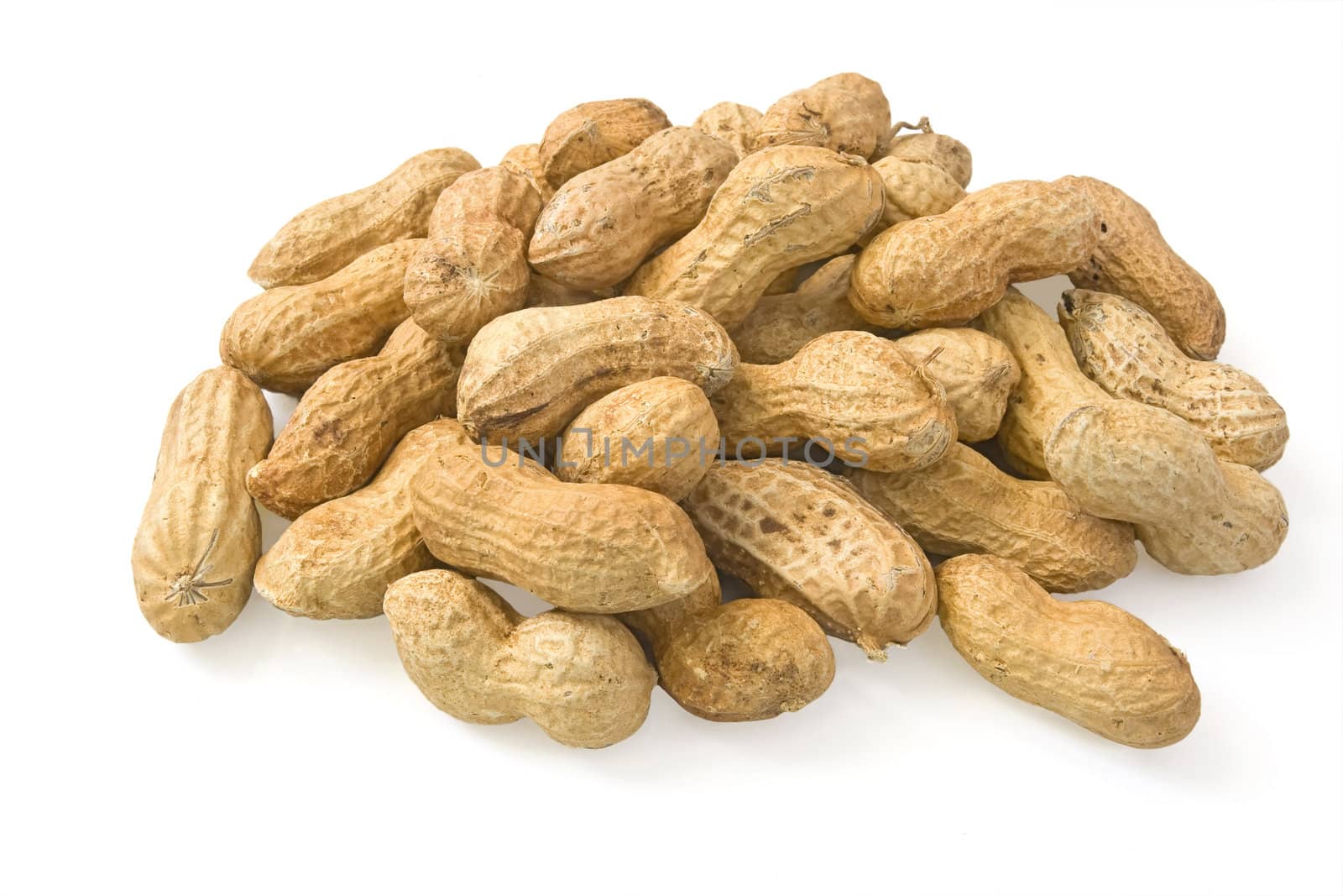 a group of peanuts isolated on white background