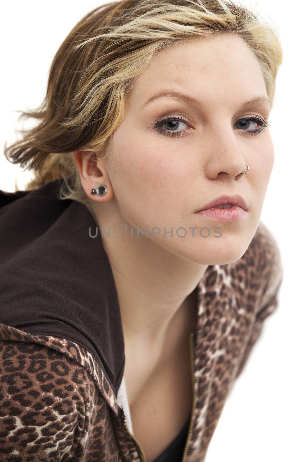 portrait of a young woman with a nose piercing