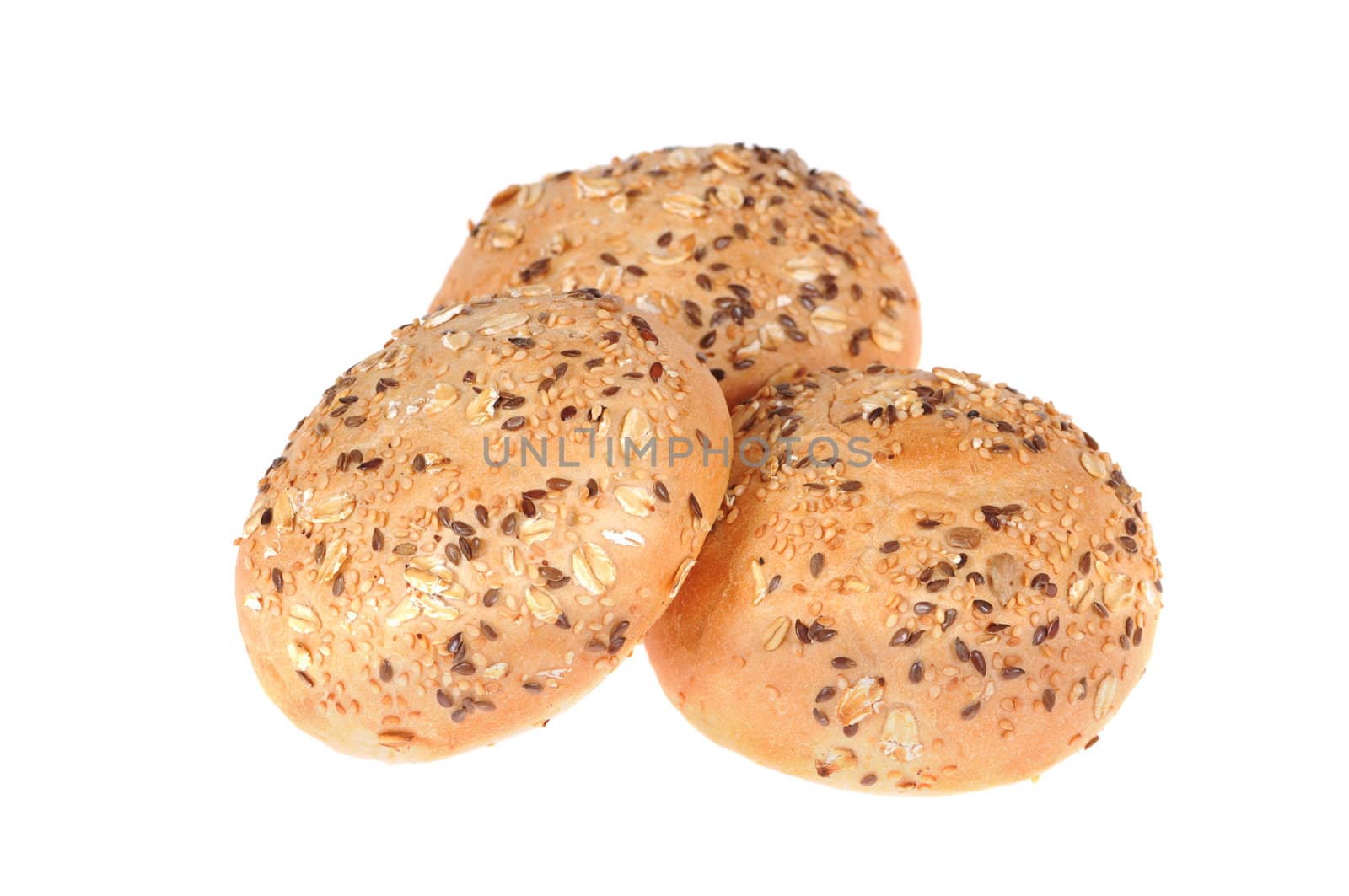 bun with sesame isolated on white background