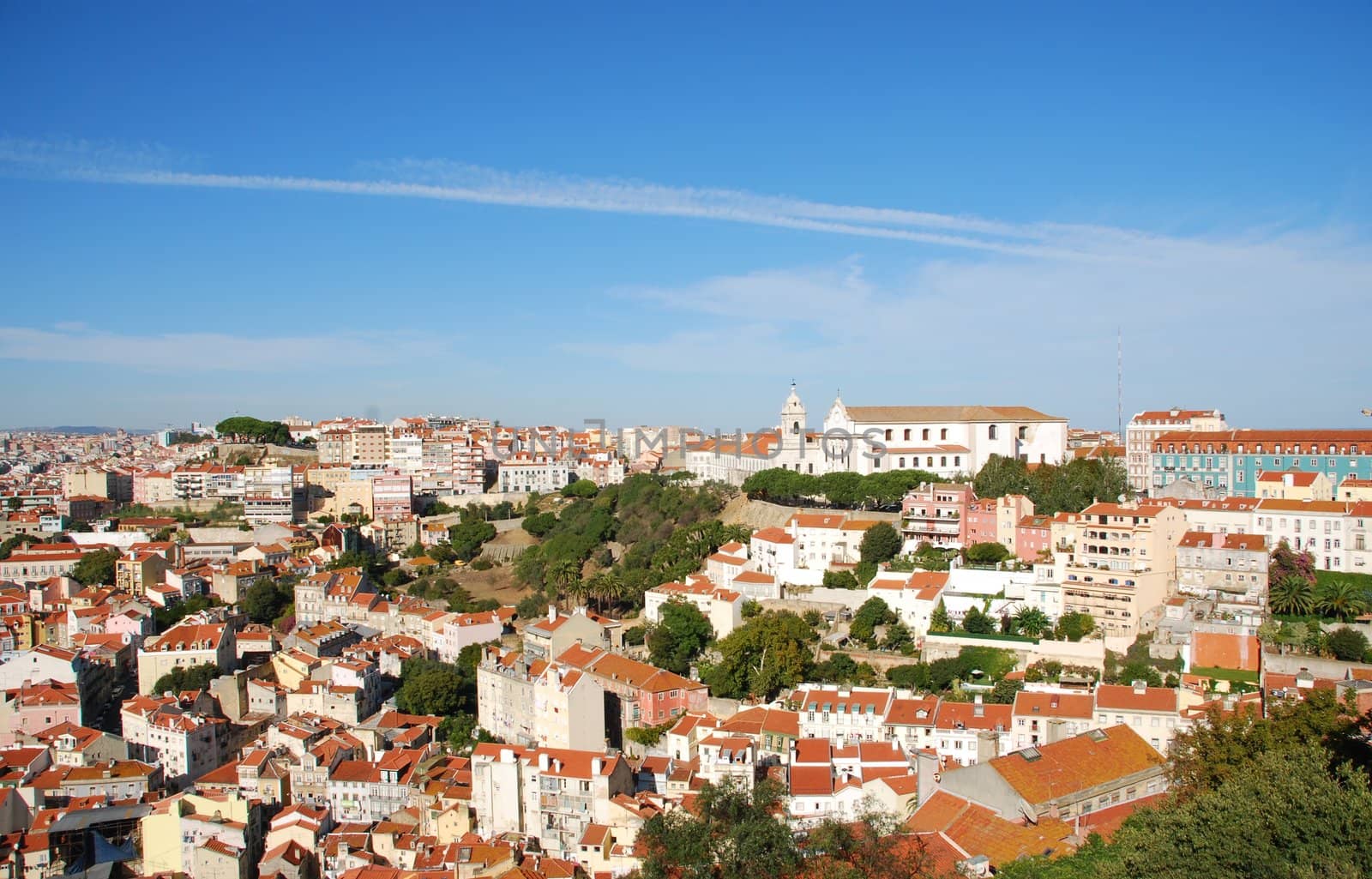 beautiful cityscape view of the capital of Portugal, Lisbon (sky background)