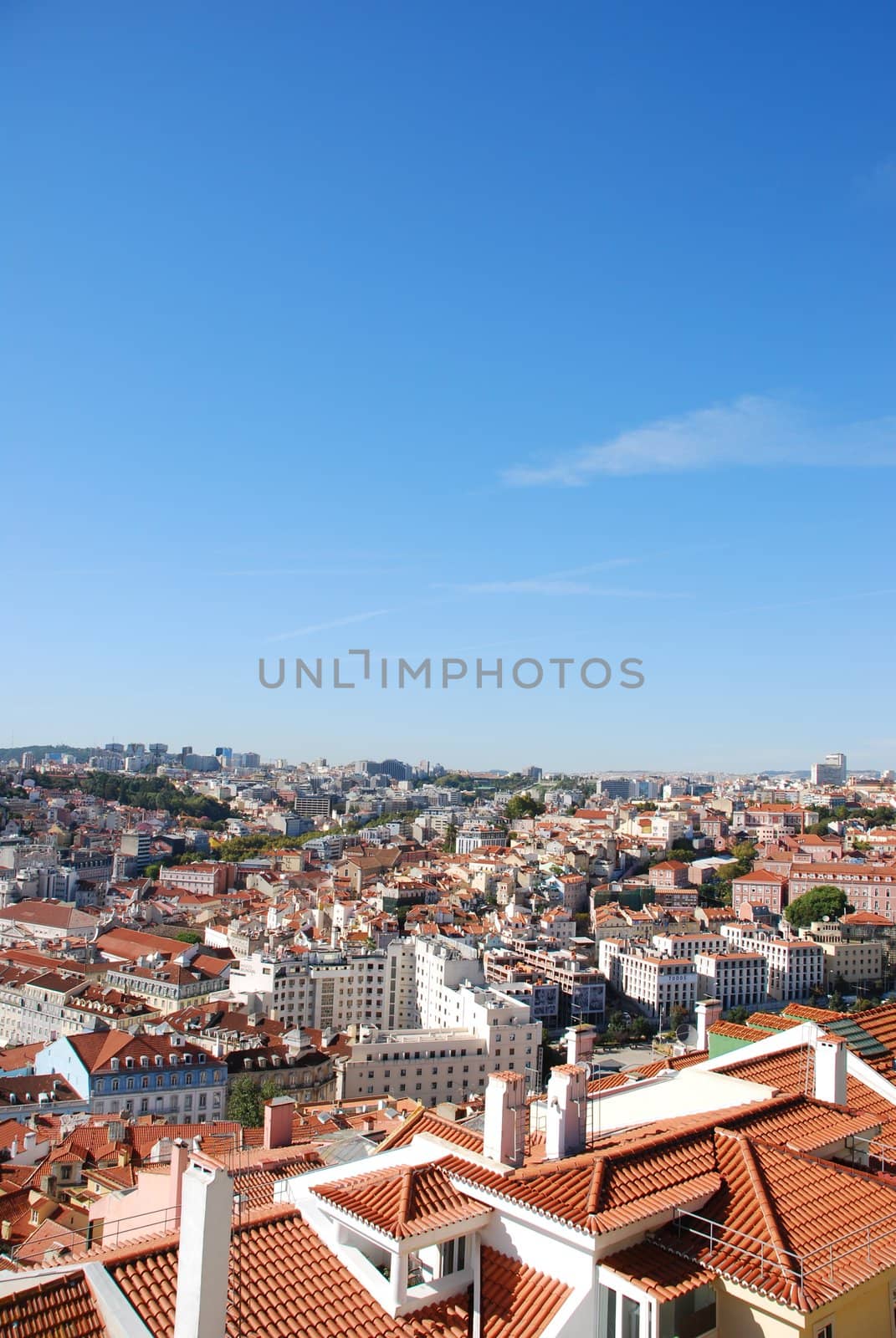 beautiful cityscape view of the capital of Portugal, Lisbon (sky background)