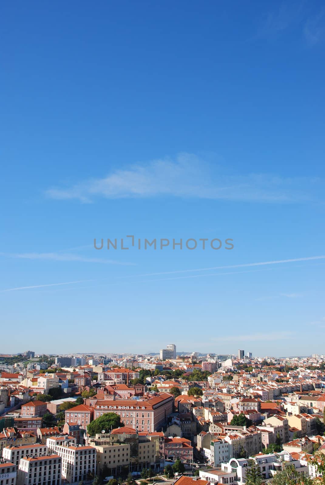 beautiful cityscape view of the capital of Portugal, Lisbon (sky background)