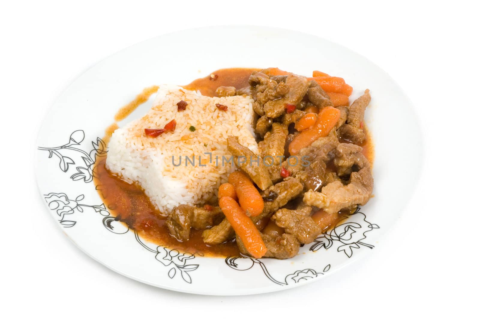 Thai Fried rice isolated on a white background