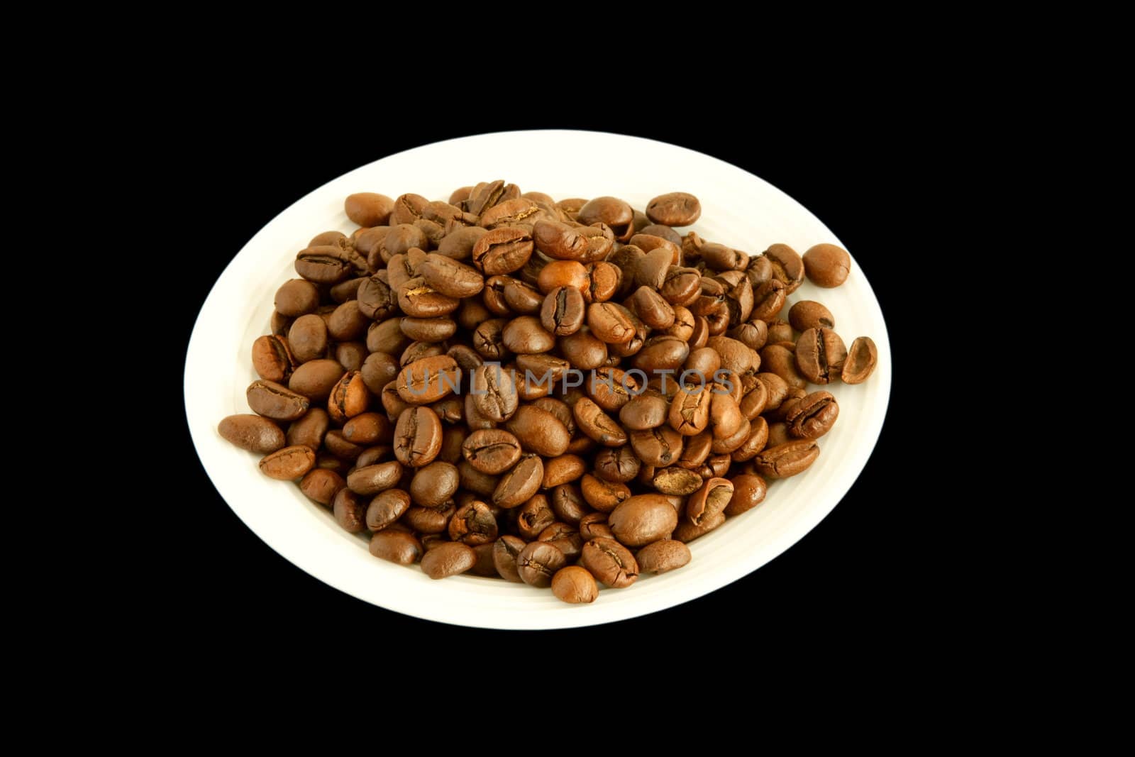Coffee beans in white plate 