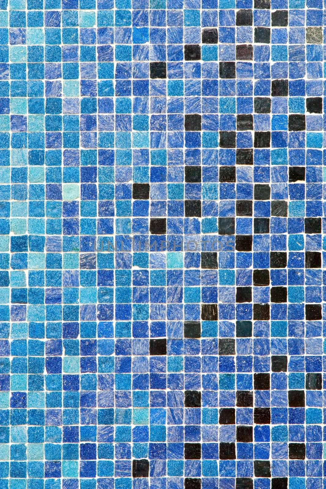 Blue colored mosaic squares