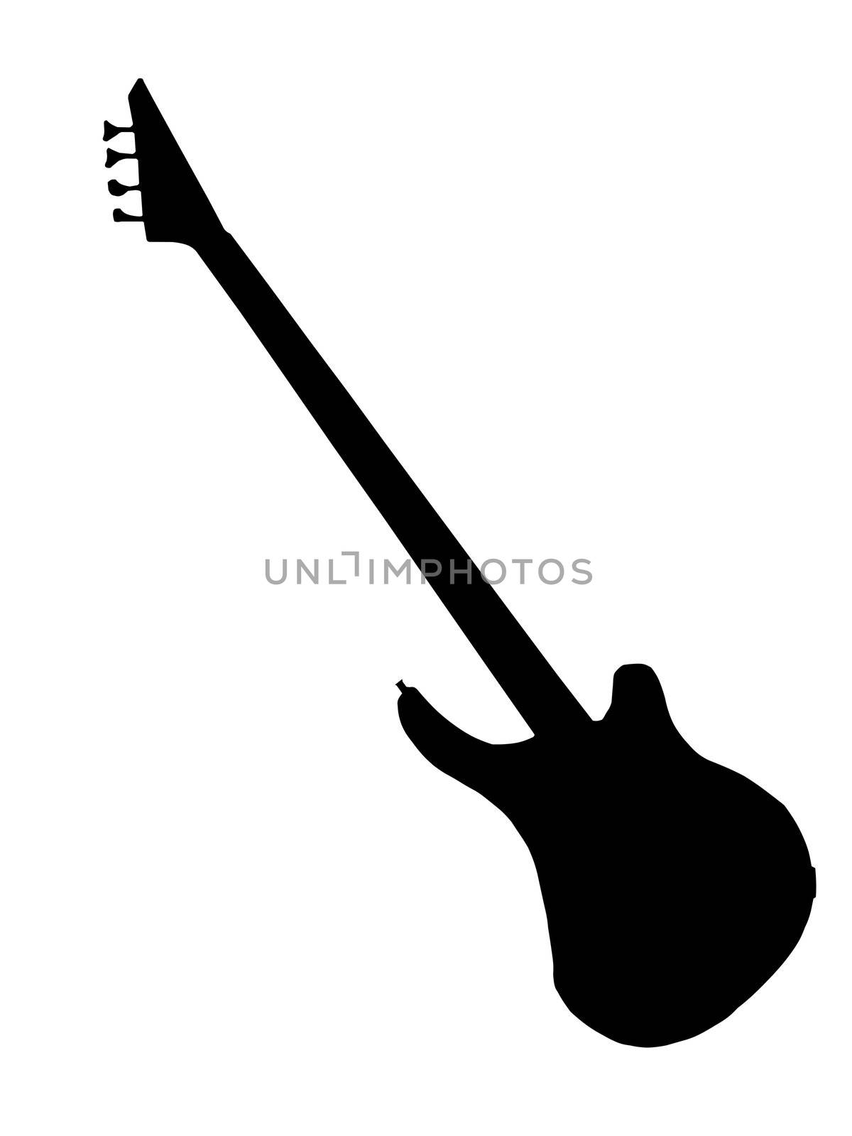 Black silhouette of bass guitar on white background