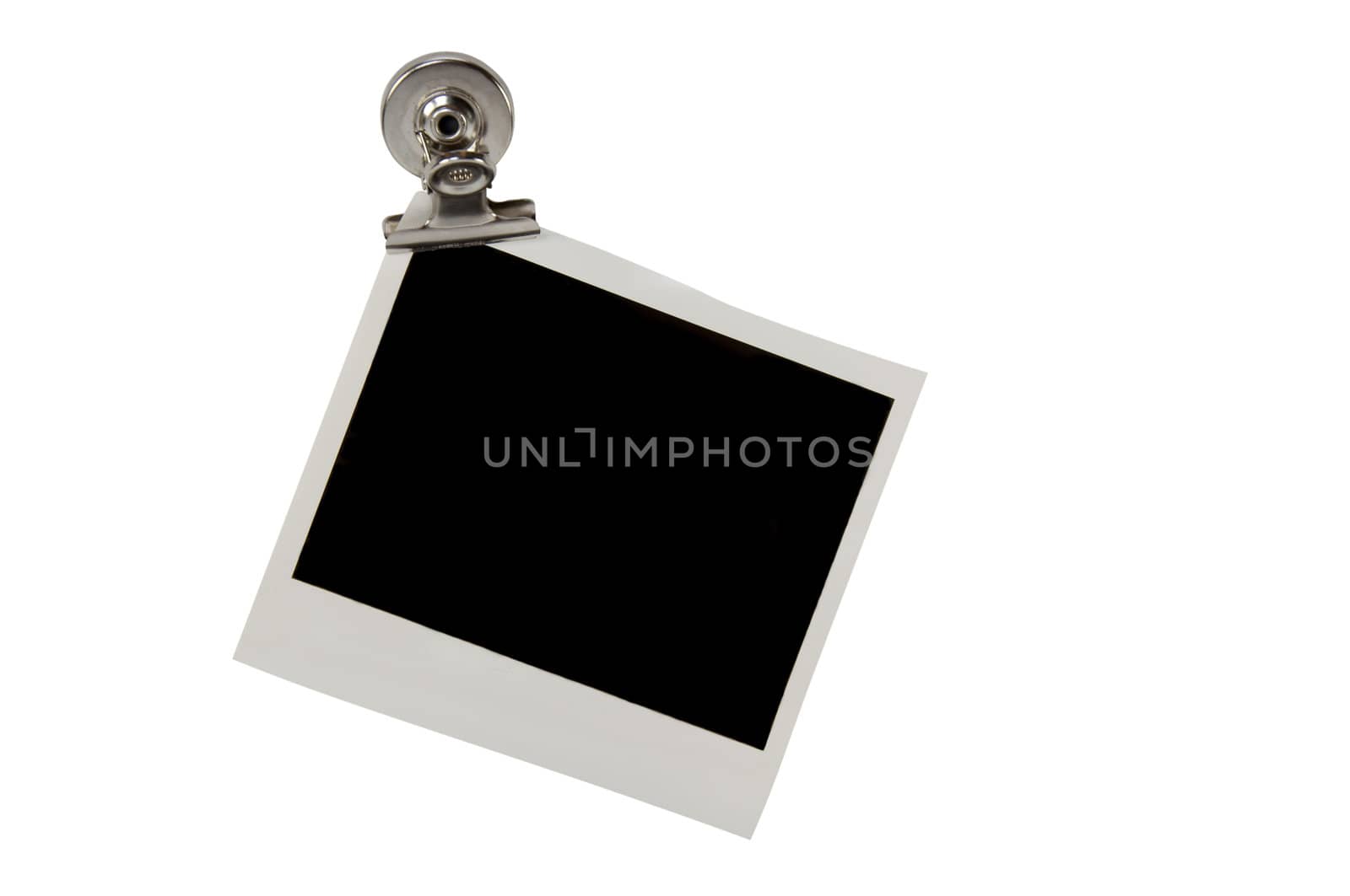 Blank photo on clip isolated on white background with clipping path.