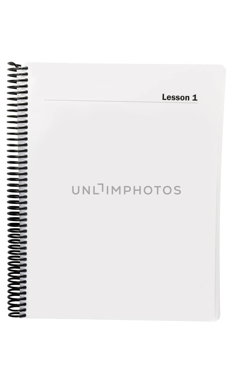 Spiral notebook opened to page with copy space.  Isolated on white with clipping path.