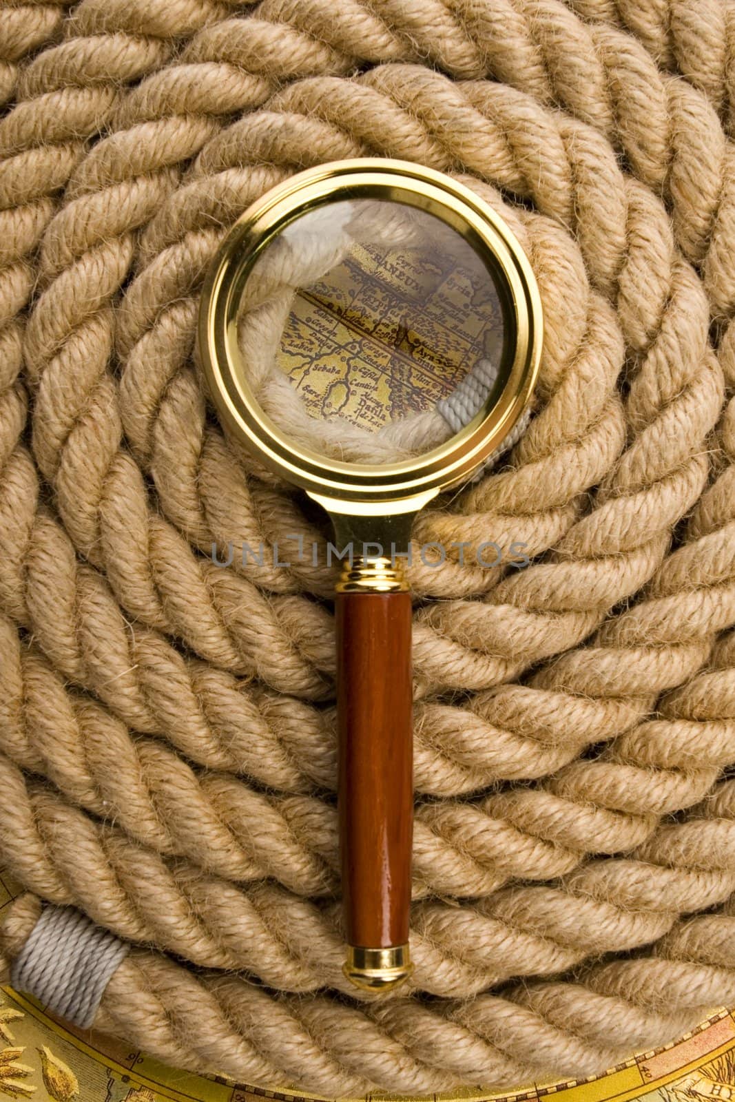 Golden magnifier on rope