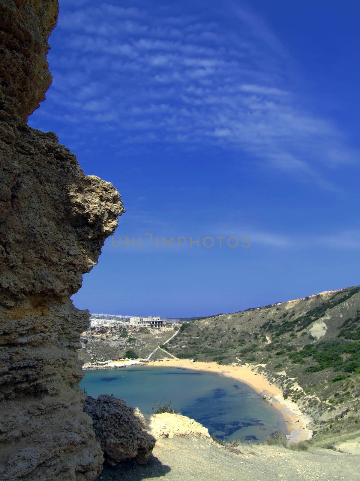 One of the most beautiful beaches in the Mediterranean island of Malta