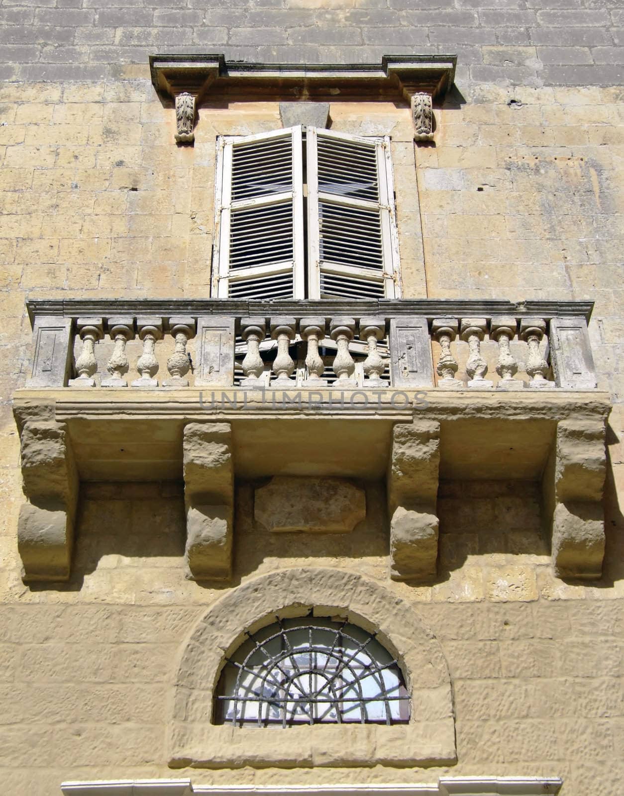 Imposing Baroque Architecture on medieval palace in the Mediterranean island of Malta