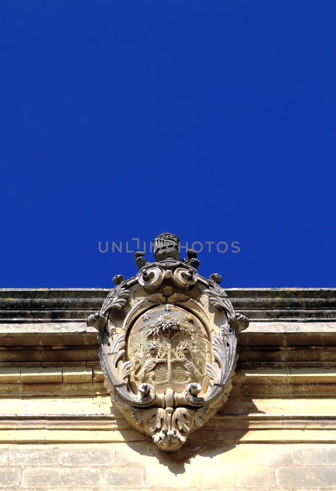 Imposing Baroque Architecture on medieval palace in the Mediterranean island of Malta