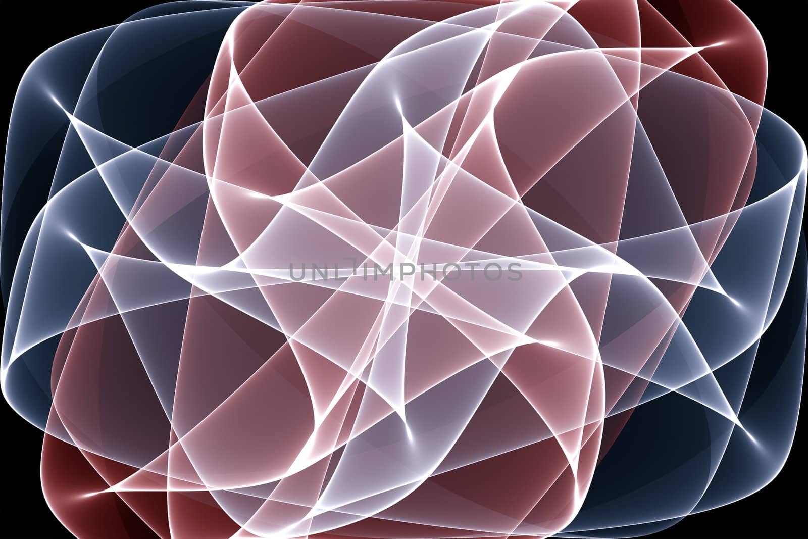 Blue and red abstract shape on black
