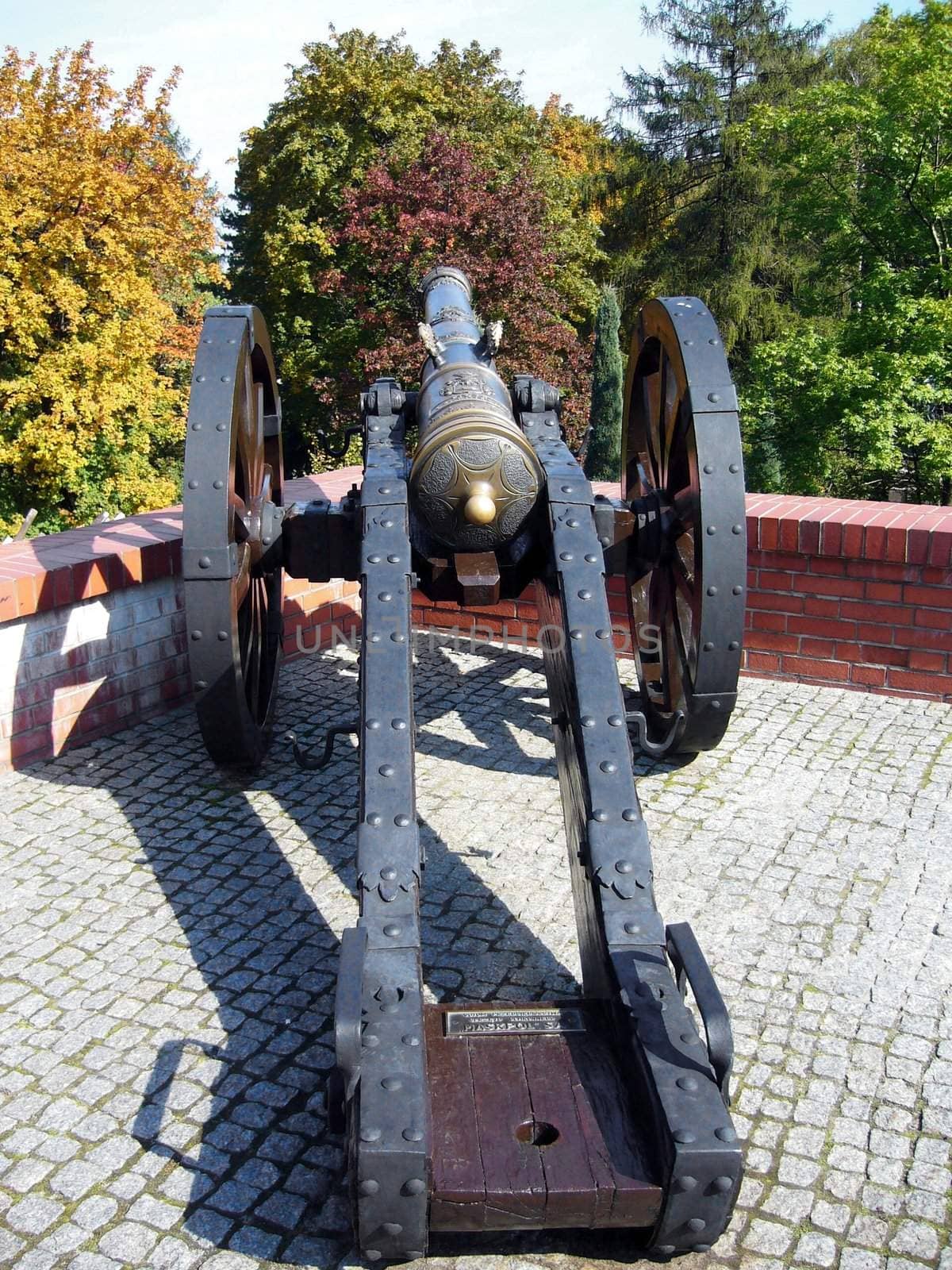 big cannon on the wall of castle