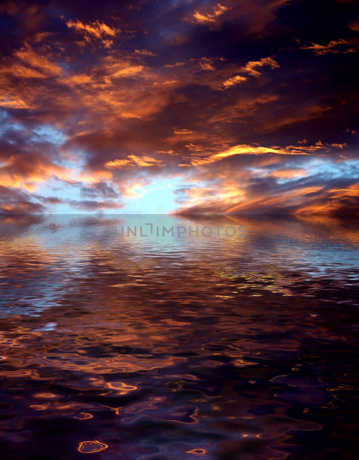 Cloudy sky with wavy reflection