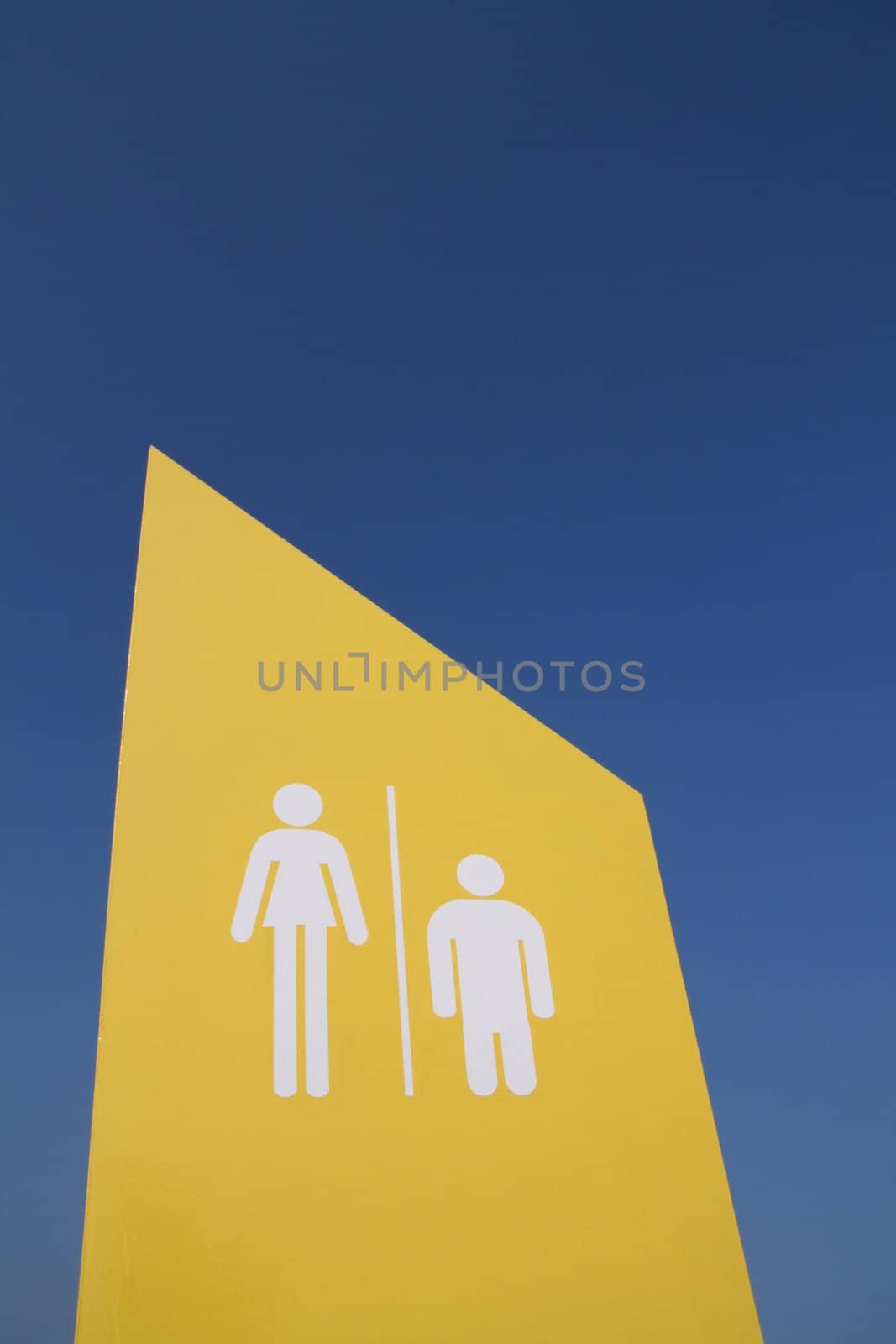a particular yellow signal of a tall woman with a small man
