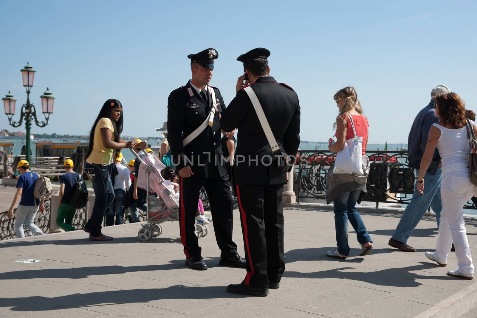 Uniformed police keep a watchful eye in Venice. by brians101