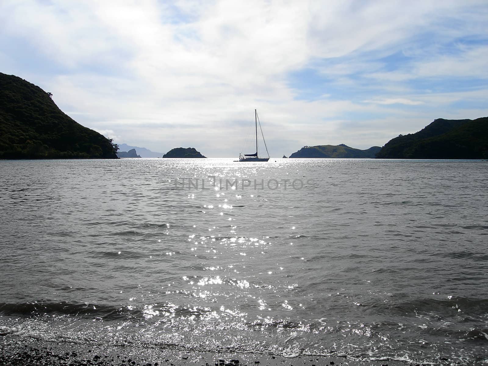 Sailing Yacht at Rest, Great Barrier Island, New Zealand by Cloudia
