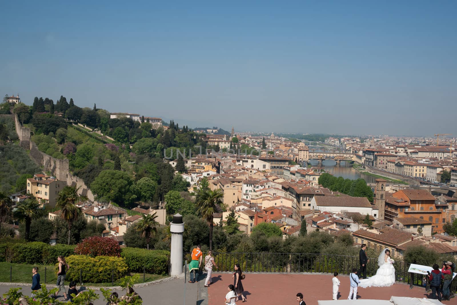 Florence, Italy, a view of this beautiful city from the lookout point in the Michelangelo car park.