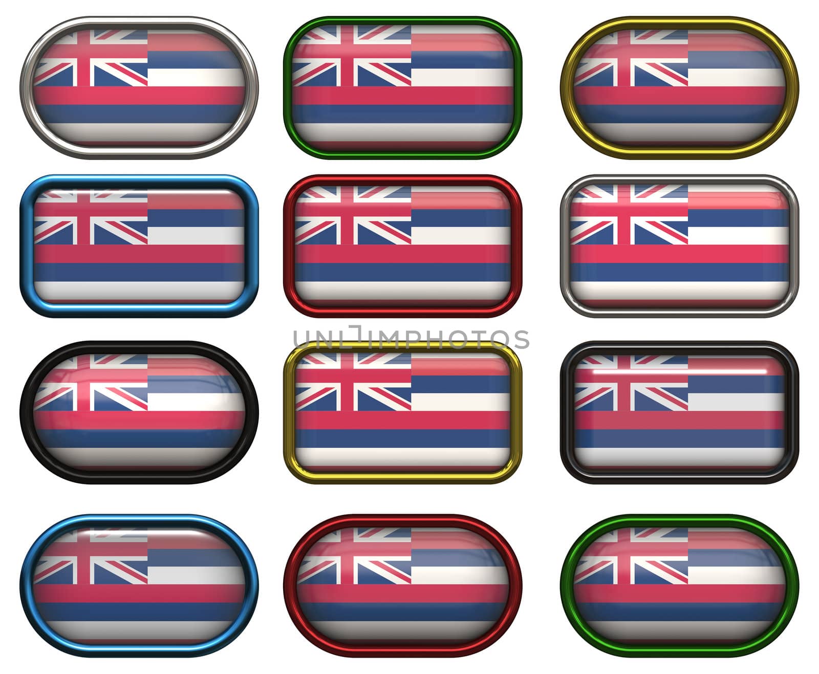 12 buttons of the Flag of Hawaii by clearviewstock