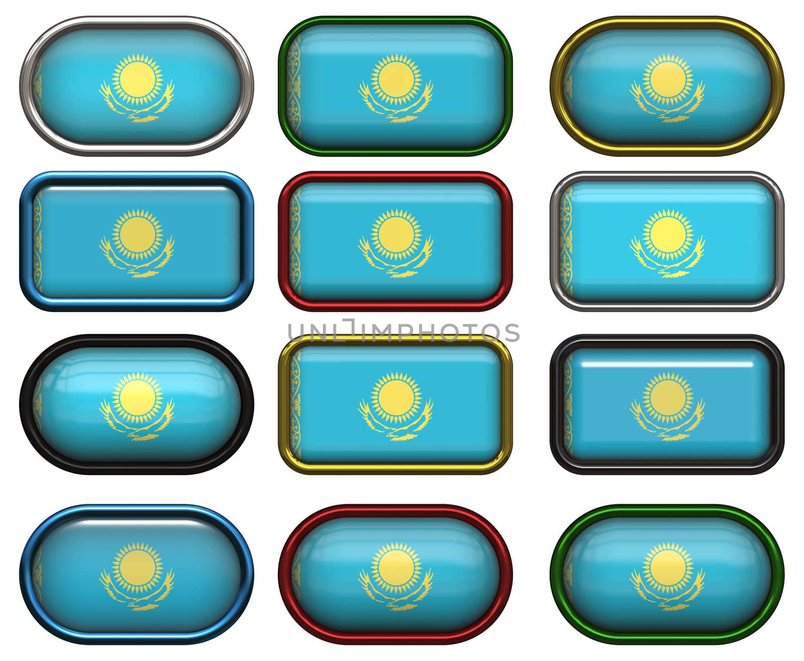 12 buttons of the Flag of Kazakhstan by clearviewstock