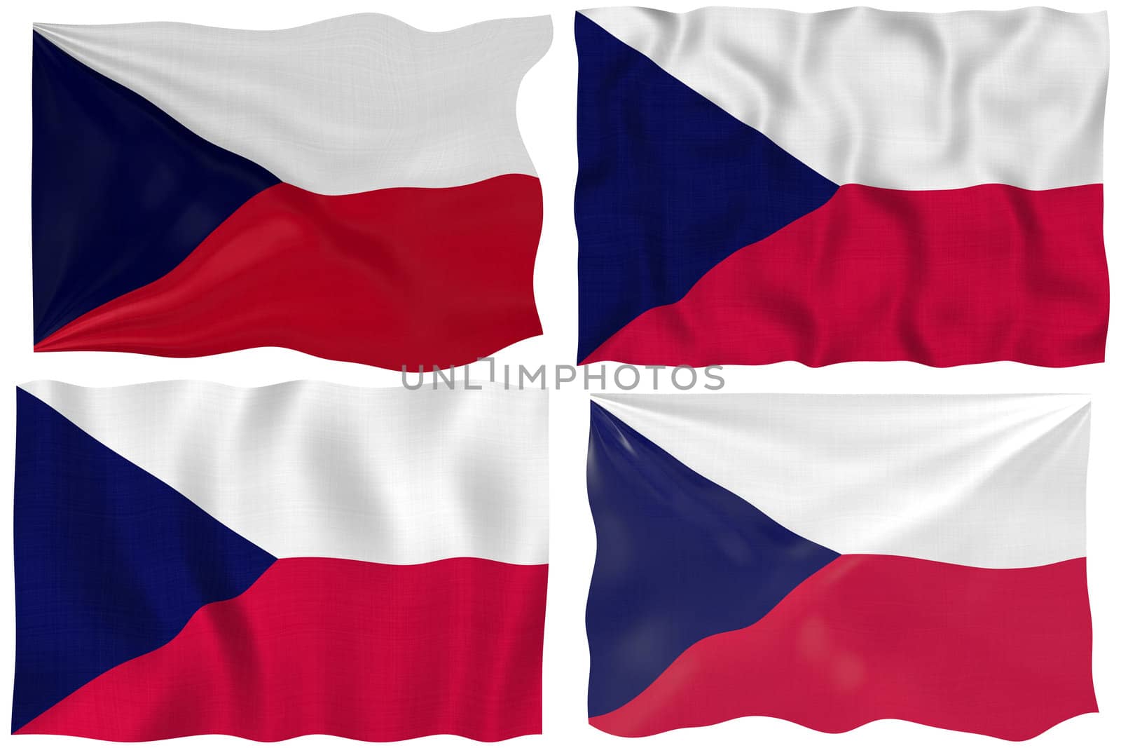 Great Image on white of four Flags of Czech Repulic