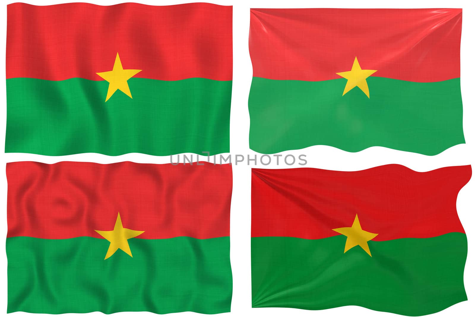Great Image on white of four Flags of  Burkina Faso