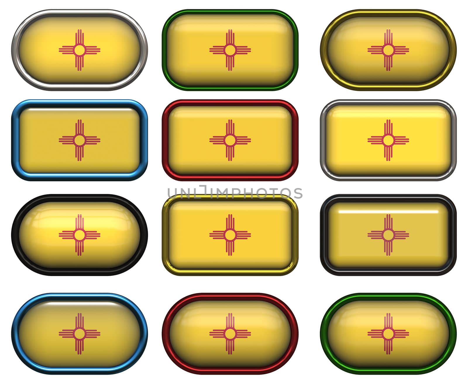 12 buttons of the Flag of New Mexico by clearviewstock