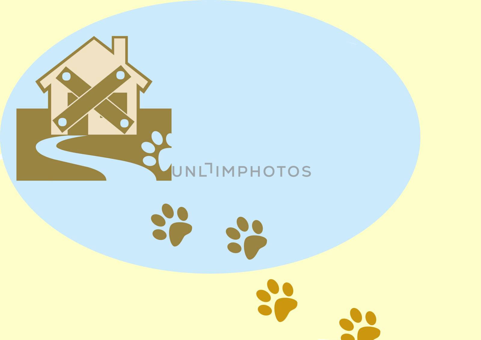 abstract creative symbolic comic image traces of animal come to visit