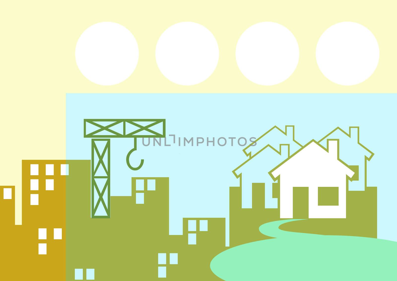 abstract creative symbolic image choice between town and country