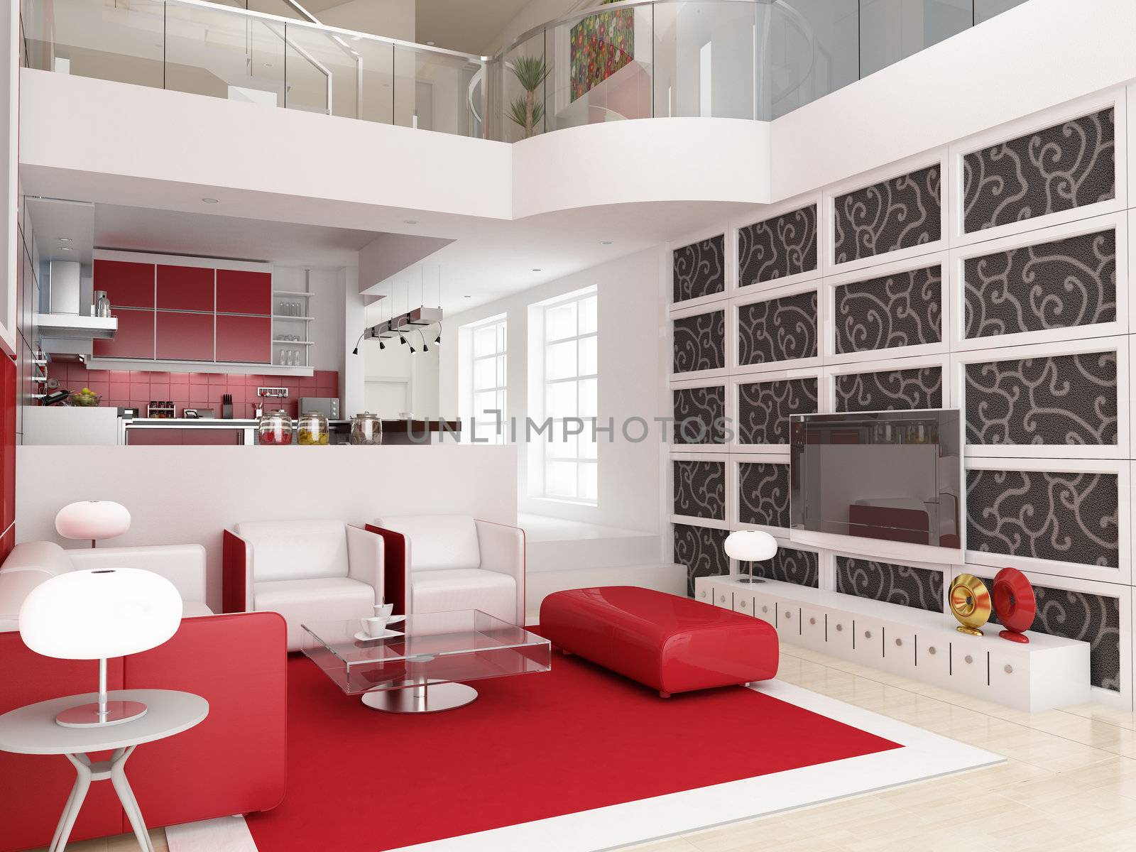 Modern interior (3D Render) - Living Room