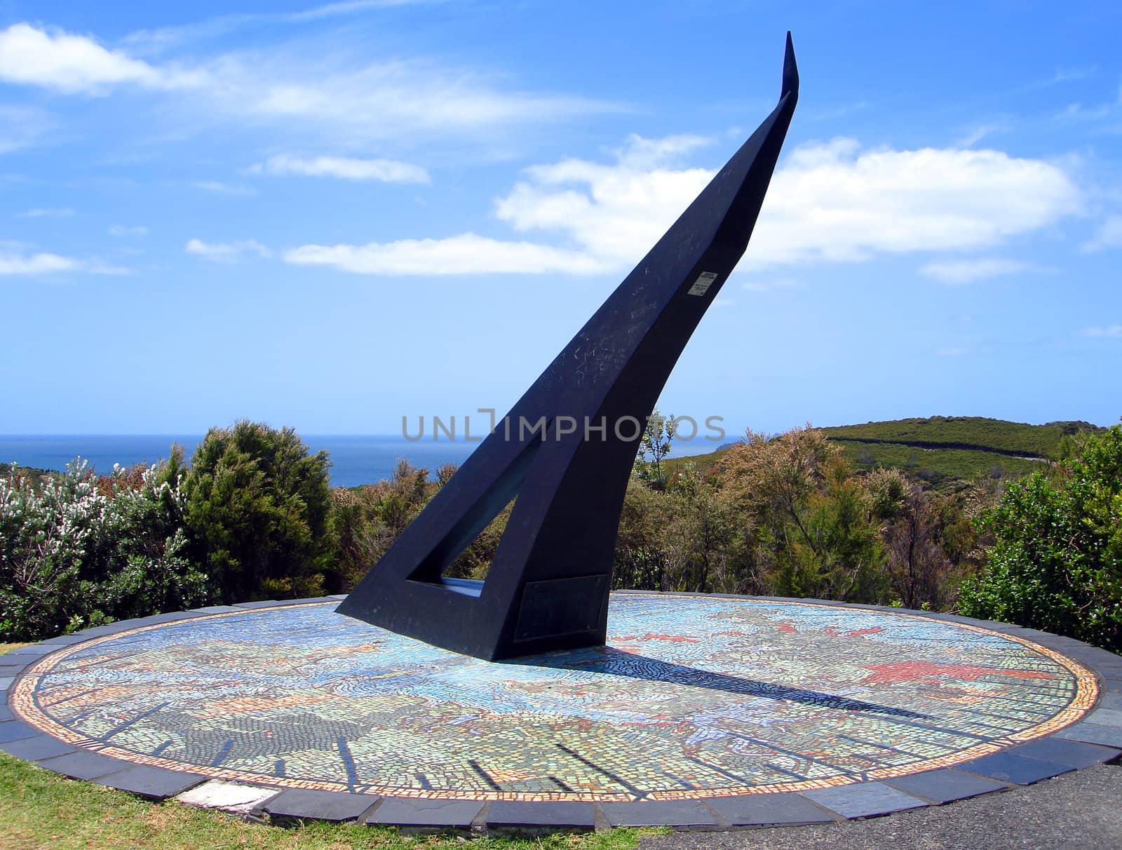 Giant Sundial with a Mosaic Map of the Bay of Islands, Russell, New Zealand