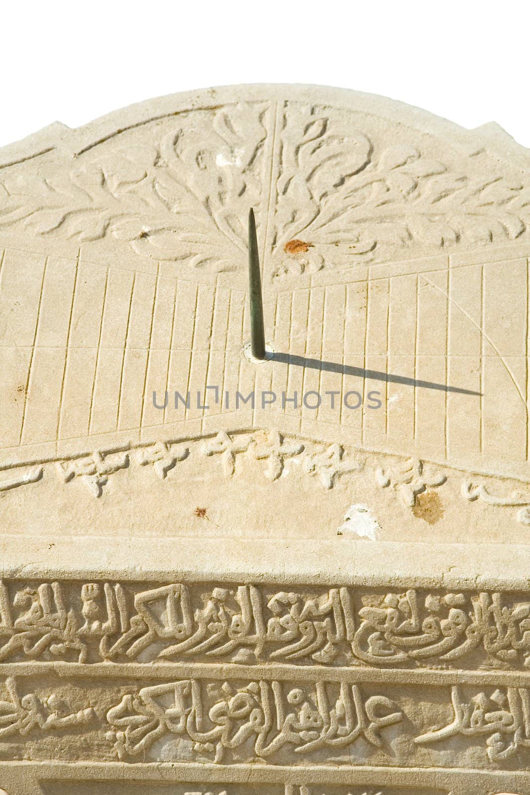Medieval Arab sundial. Isolated object
