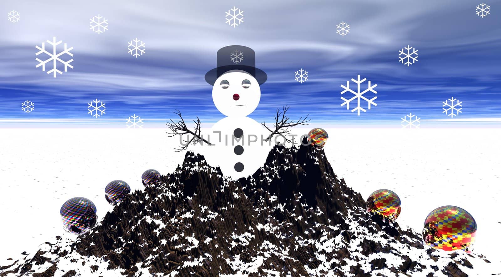 snow man and six balls