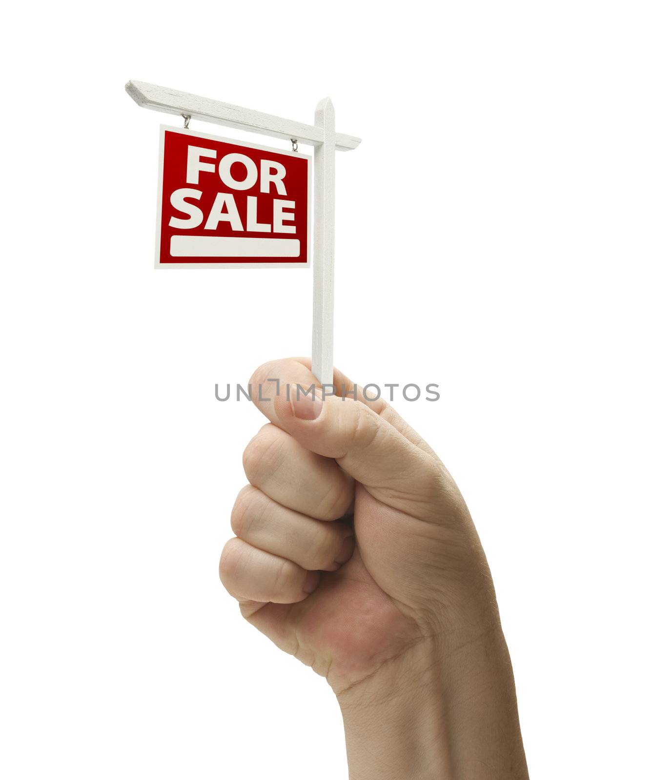 For Sale Real Estate Sign In Fist On White by Feverpitched