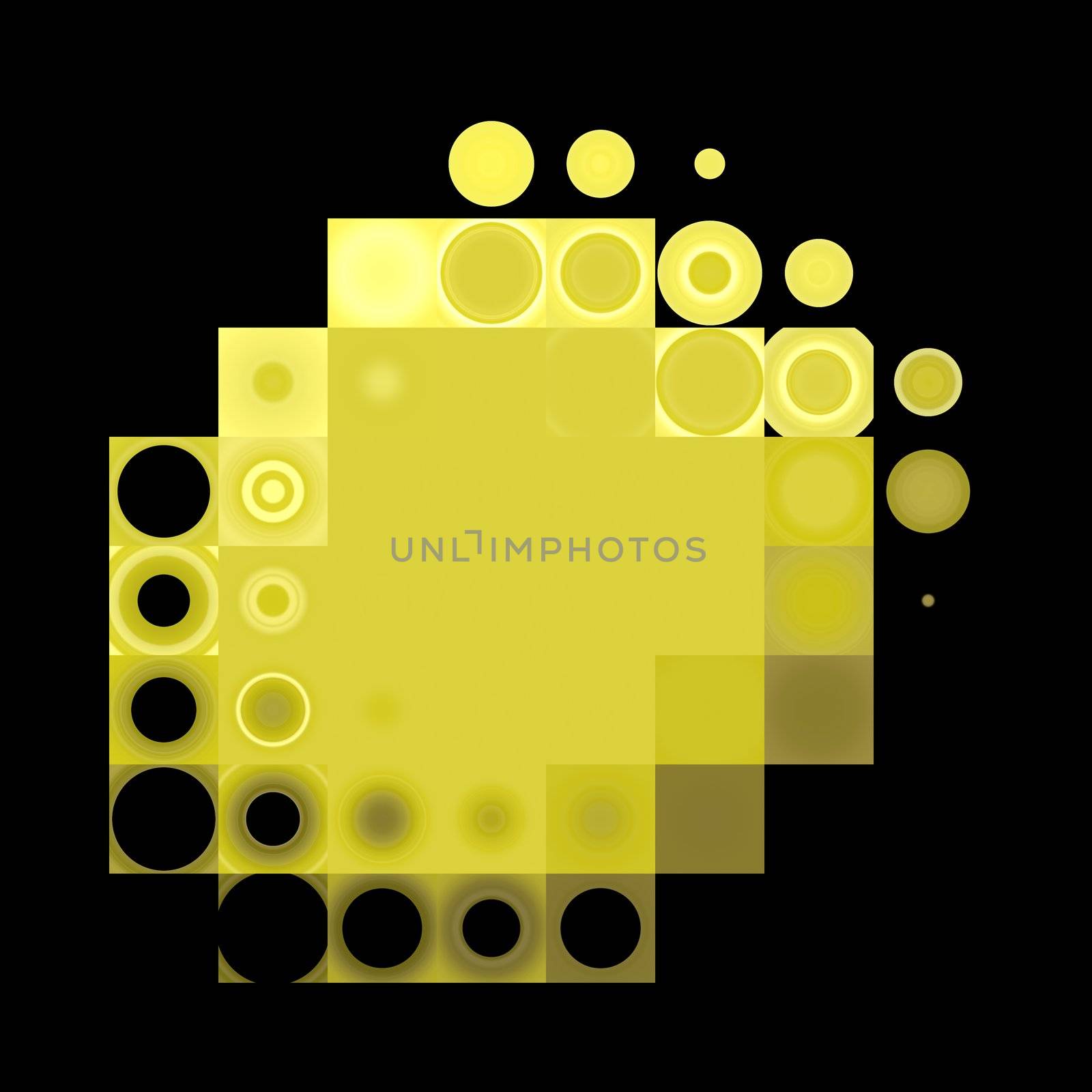 texture of bright yellow spots and blocks on black