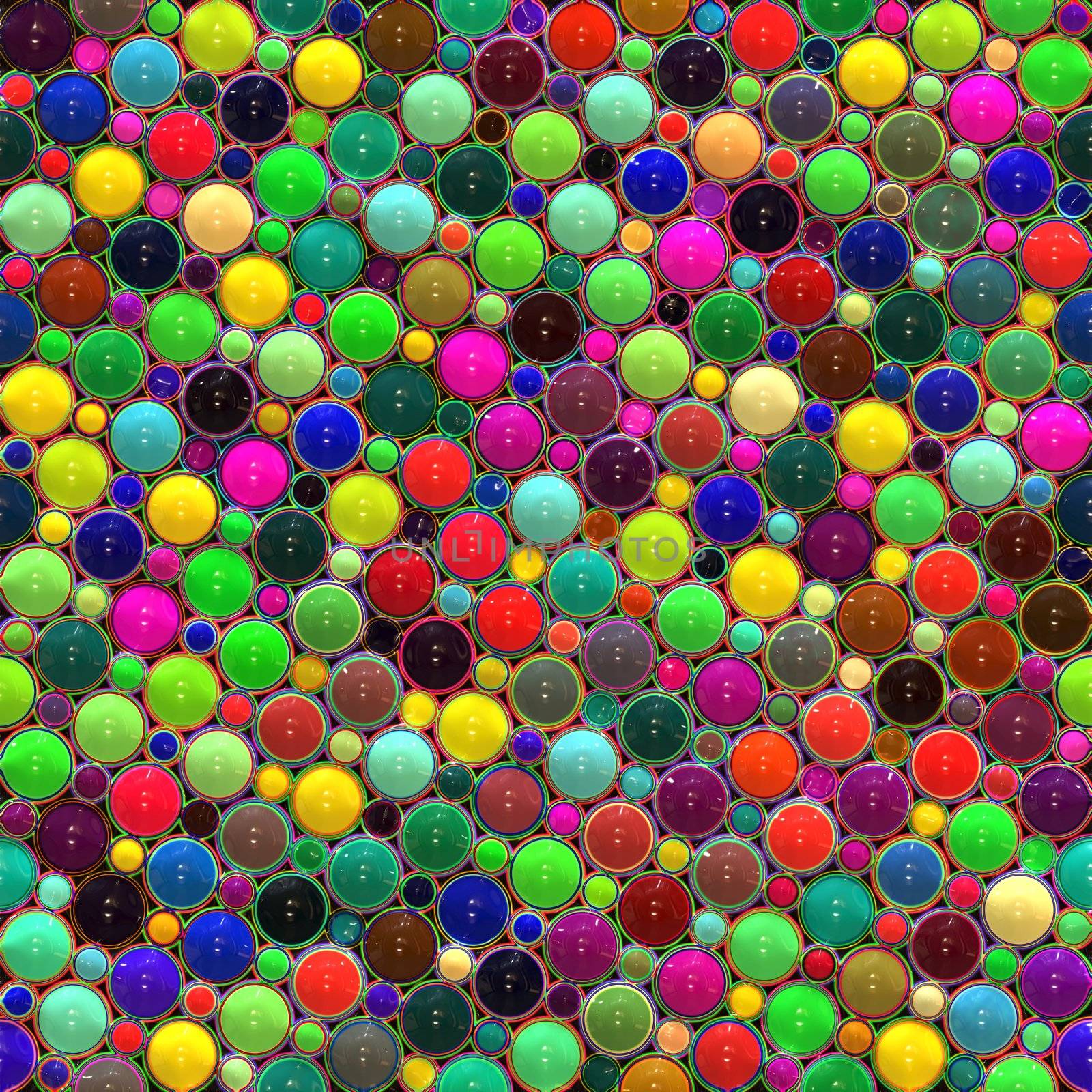 seamless texture of glossy rounds in different sizes and bright colors