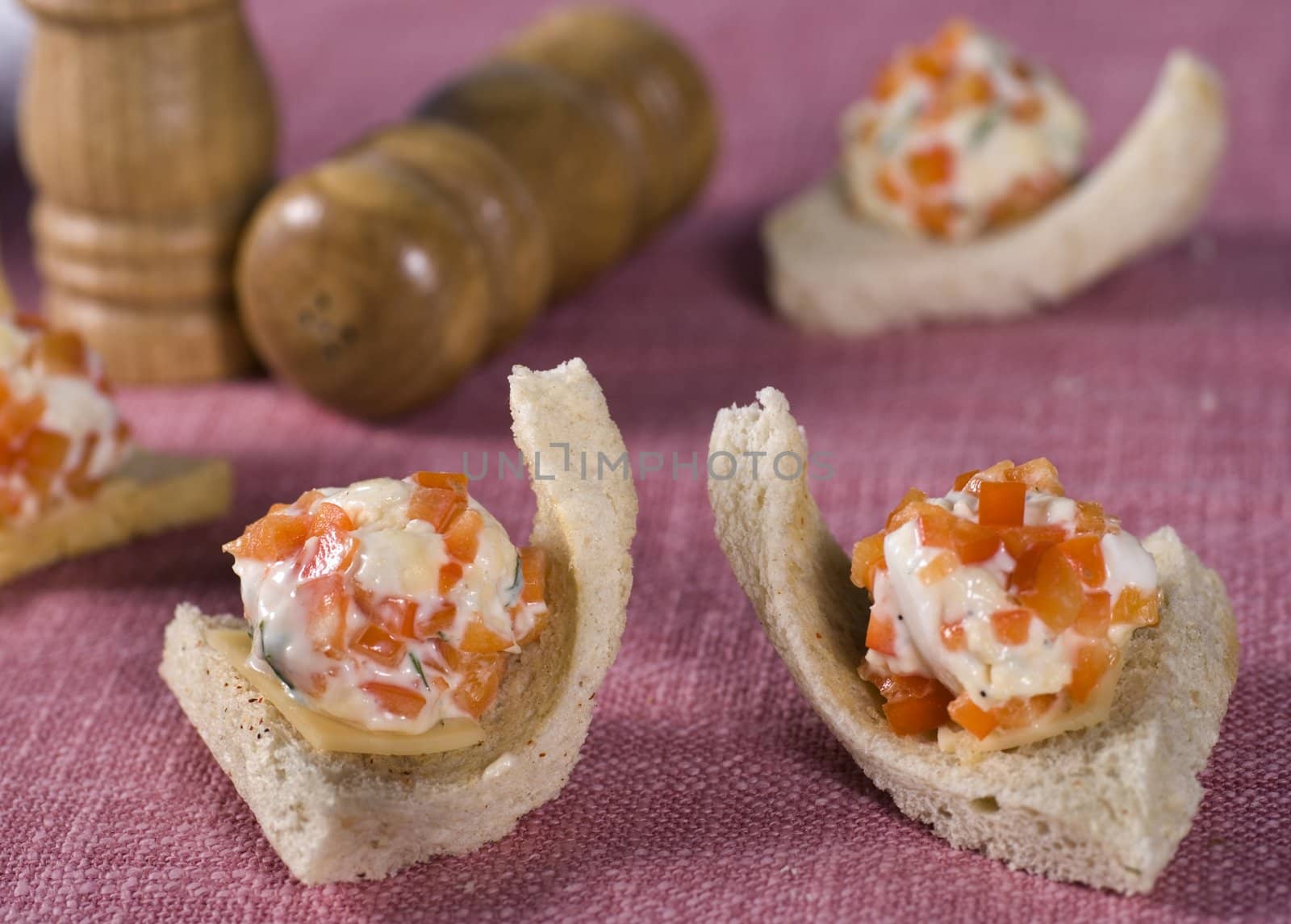 Delicious appetizers crackers with cream cheese